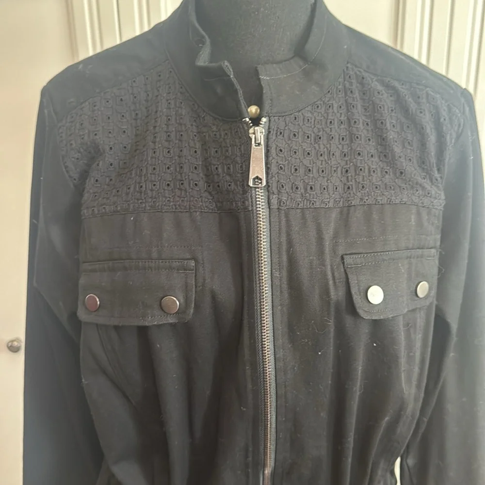 Black Utility Jacket Cotton Eyelet‎ - Picture 3 of 11